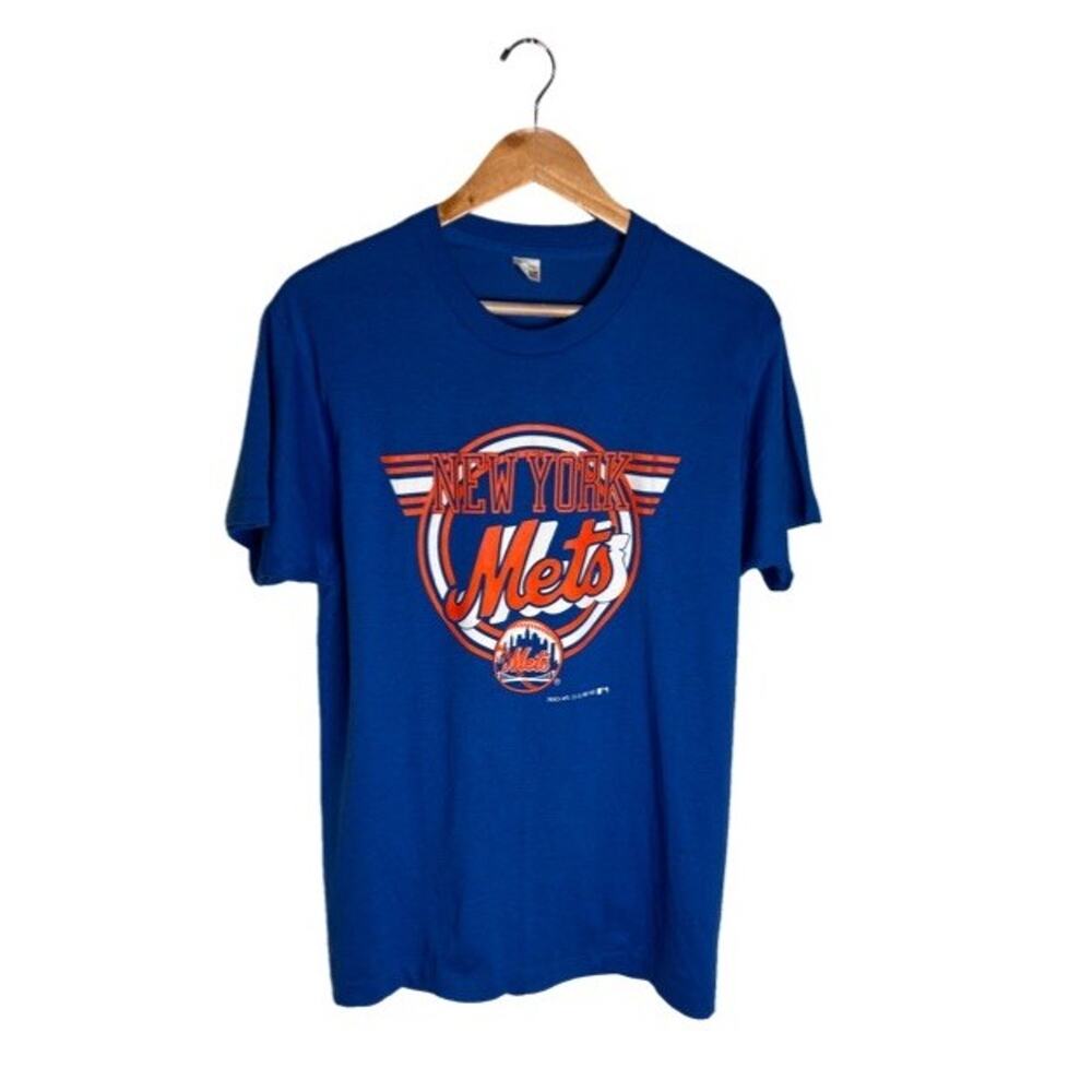 1987 New York Mets Shirt Size Large Blue Orange MLB Cotton Baseball Made USA - Picture 7 of 7